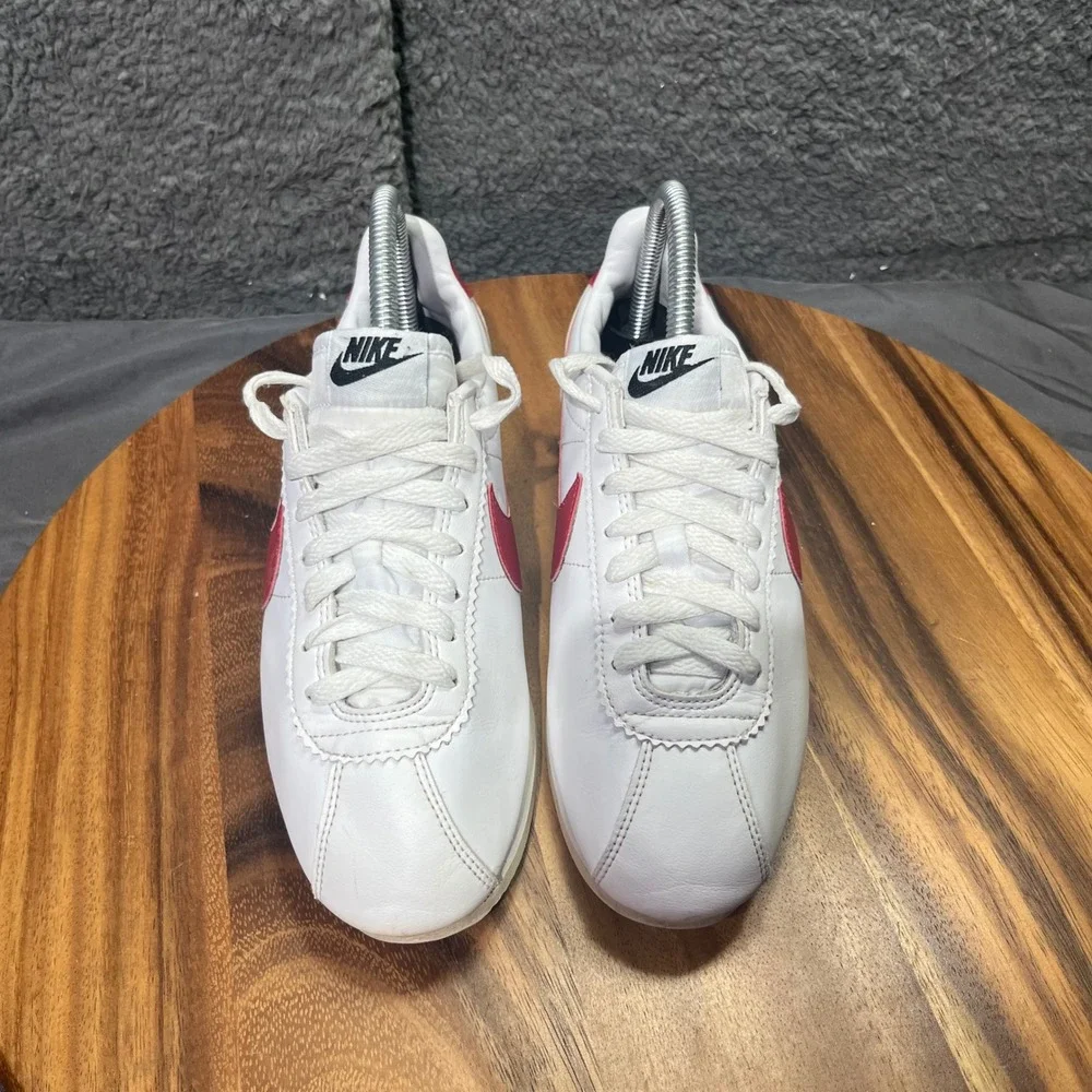 Nike Cortez Classic White Red Blue Leather Womens Casual Sneakers Shoes Size 7.5